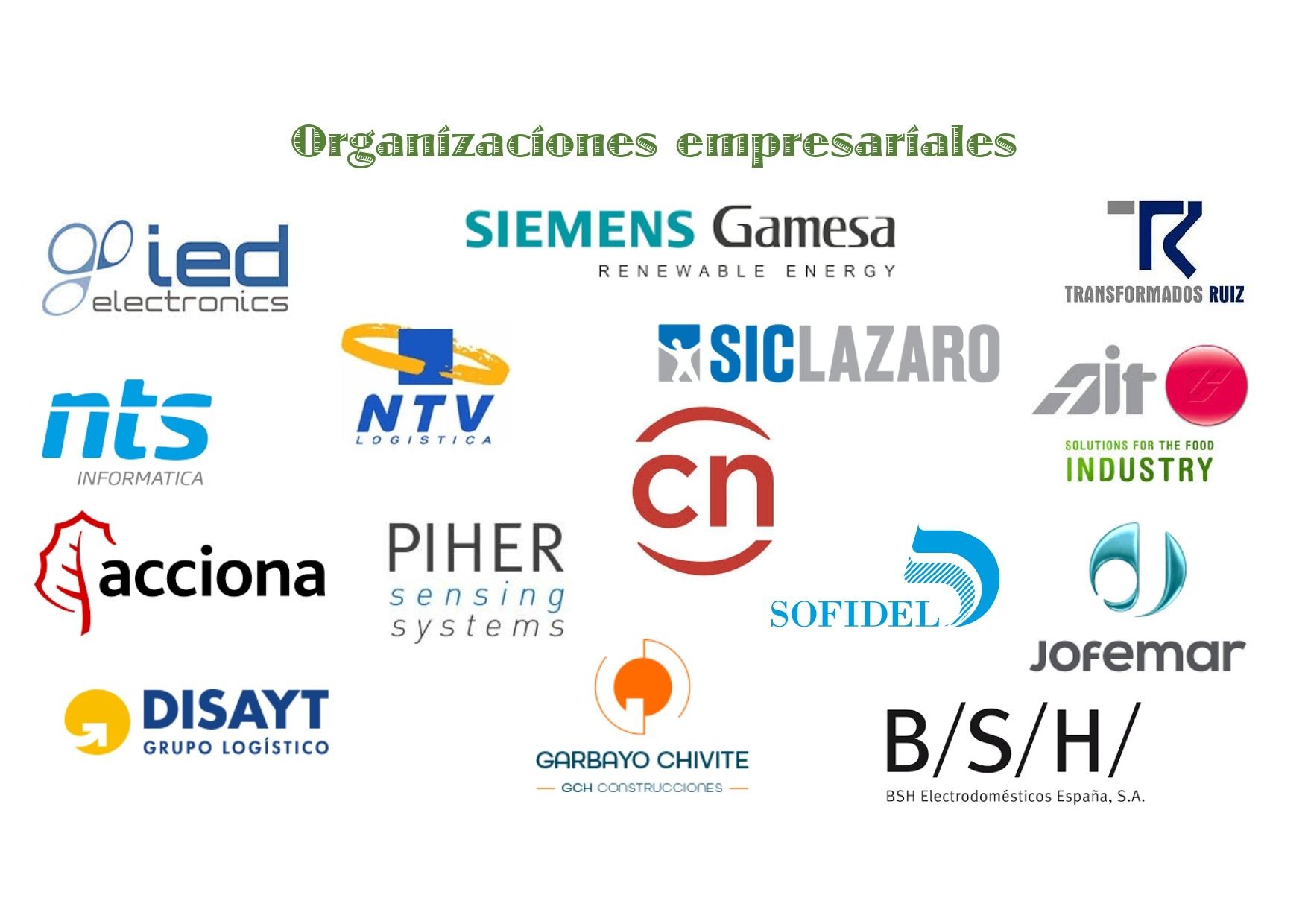Logos of various businesses, including Siemens Gamesa, Acciona, and others, grouped under the heading 